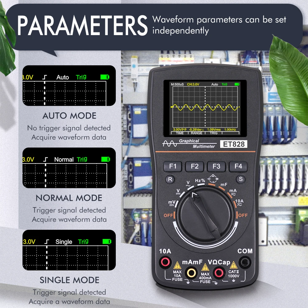 ET828 2 in 1 Digital Oscilloscope Multimeter Bandwidth 2.5Msps Sampling Rate Intelligent Graphical Oscilloscope Resistance Meter