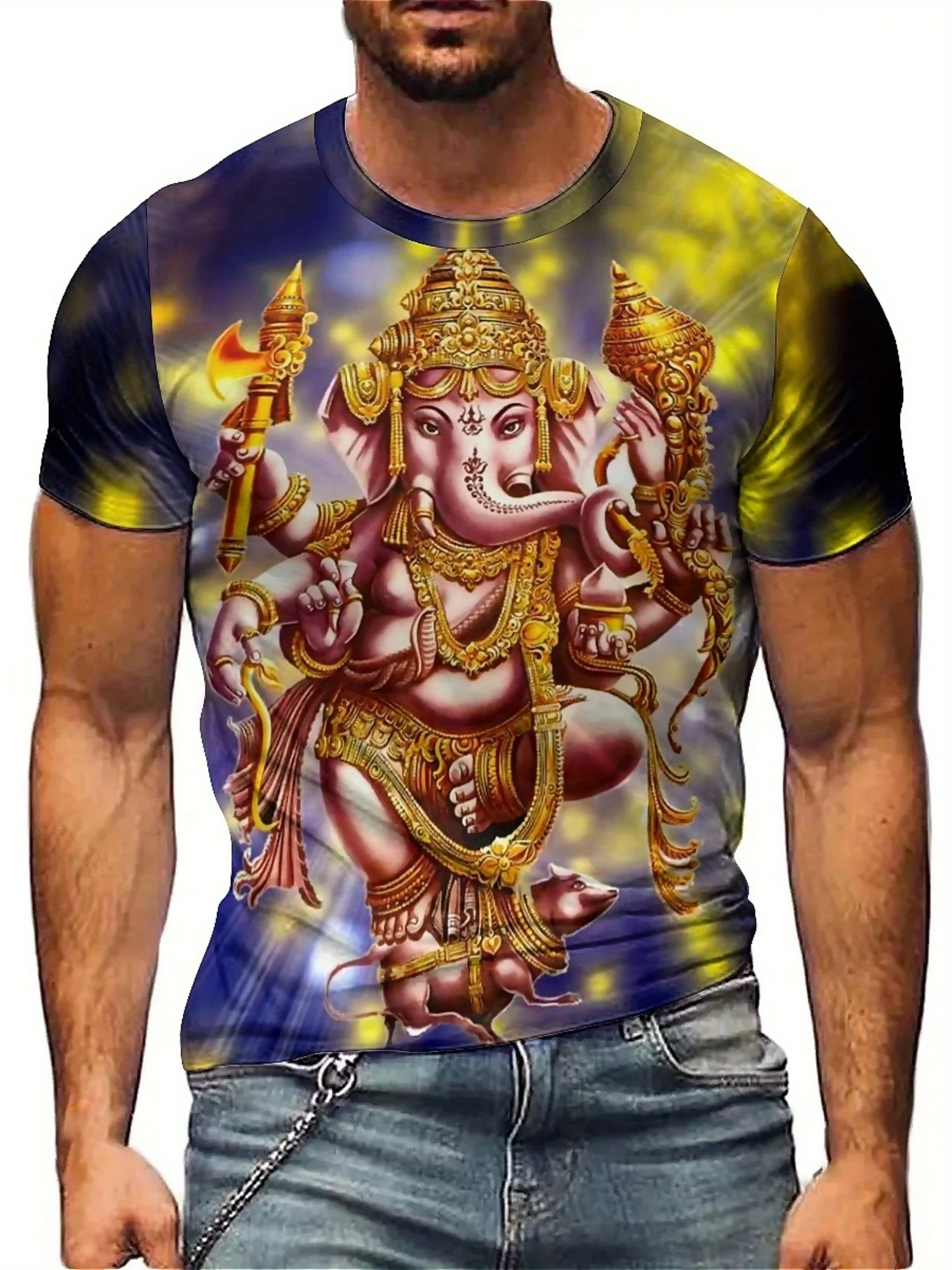 

Men's & Women's 3D Printed Short Sleeve T-Shirt - Soft Polyester Fabric, Vibrant Geometric Pattern, All-Season Comfort