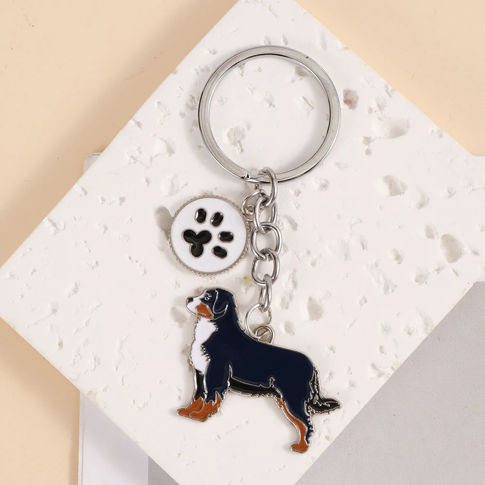 Family Metal Pet Dog Keychain Car Keyring Animal charm Accessories Gift for Dog Love