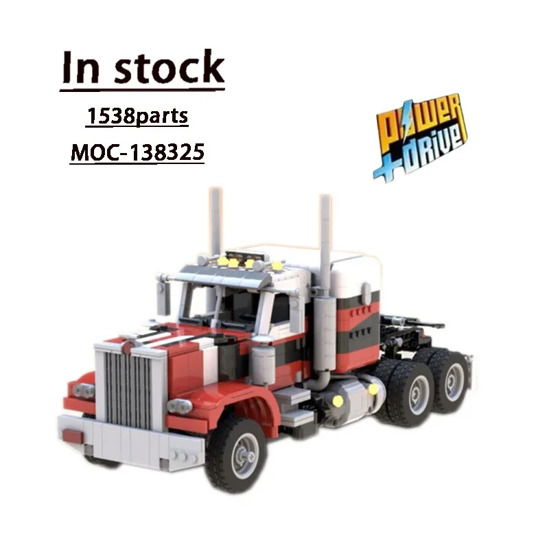 

MOC-138325 Forest Transport Truck 359 Semi Truck Red & White Building Blocks Model 1538 Parts Kids Building Blocks Toy Gift