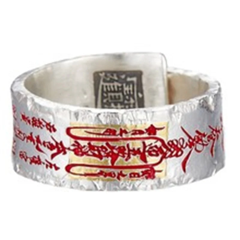 Glück Reichtum Zauber Ring Für Männer Schmuck Ethnischen Stil Brief Ring Männlichen Zeigefinger Zubehör Einstellbar