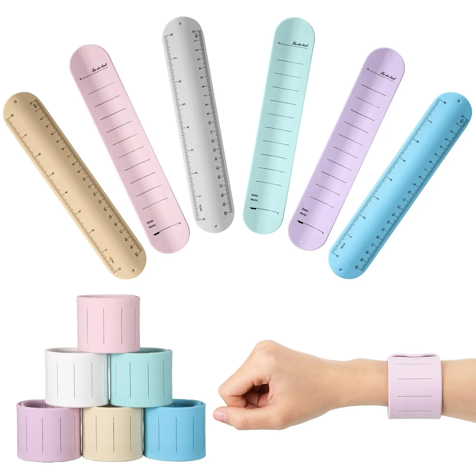 Wearable Nurse Notebook Wristband,  Reminder Bracelet Writeable Memo, Writeable Dry Erase Slap Notepad Ruler, Nurse Teacher
