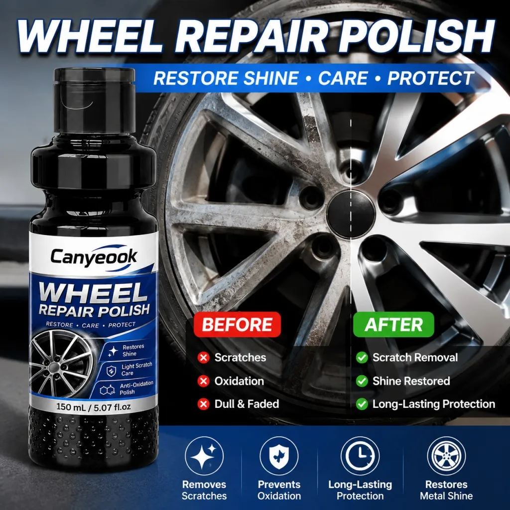 CANYEOOK Wheel Polish & Restore Paste  Removes Scratches, Restores Metallic Shine, Anti-Rust & Anti-Oxidation, Long-Lastin，150ml