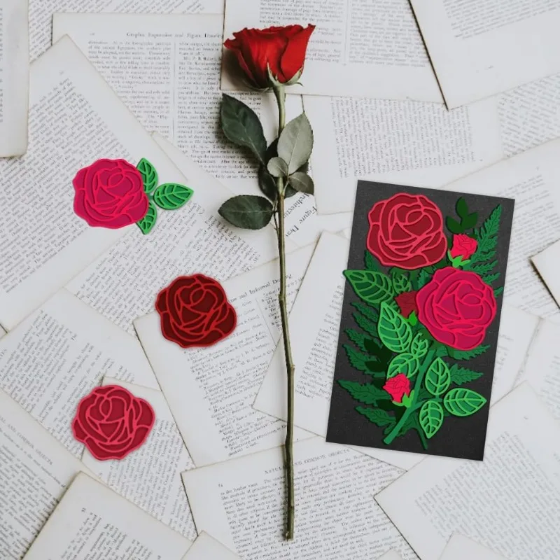 1pc Rose Flower Metal Die Cuts Flower Leaf Cutting Dies Cut for DIY Craft Handmade Embossing Scrapbooking DIY Card Crafts Making