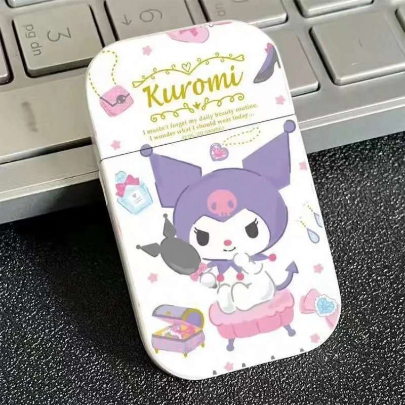 

Sanrio Anime Peripheral Kawaii Cartoon Kuromi Gas Lighter, Creative Windproof Red Flame Metal Cigarette Lighters Customized Gift