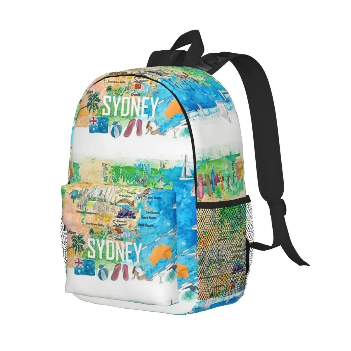 Austrália Ilustrado Mapa Mochilas para Meninos e Meninas, Estudantes Mochilas Escolares, Mochila Laptop, Bolsa de Ombro, Grande Capacidade, Bookbag