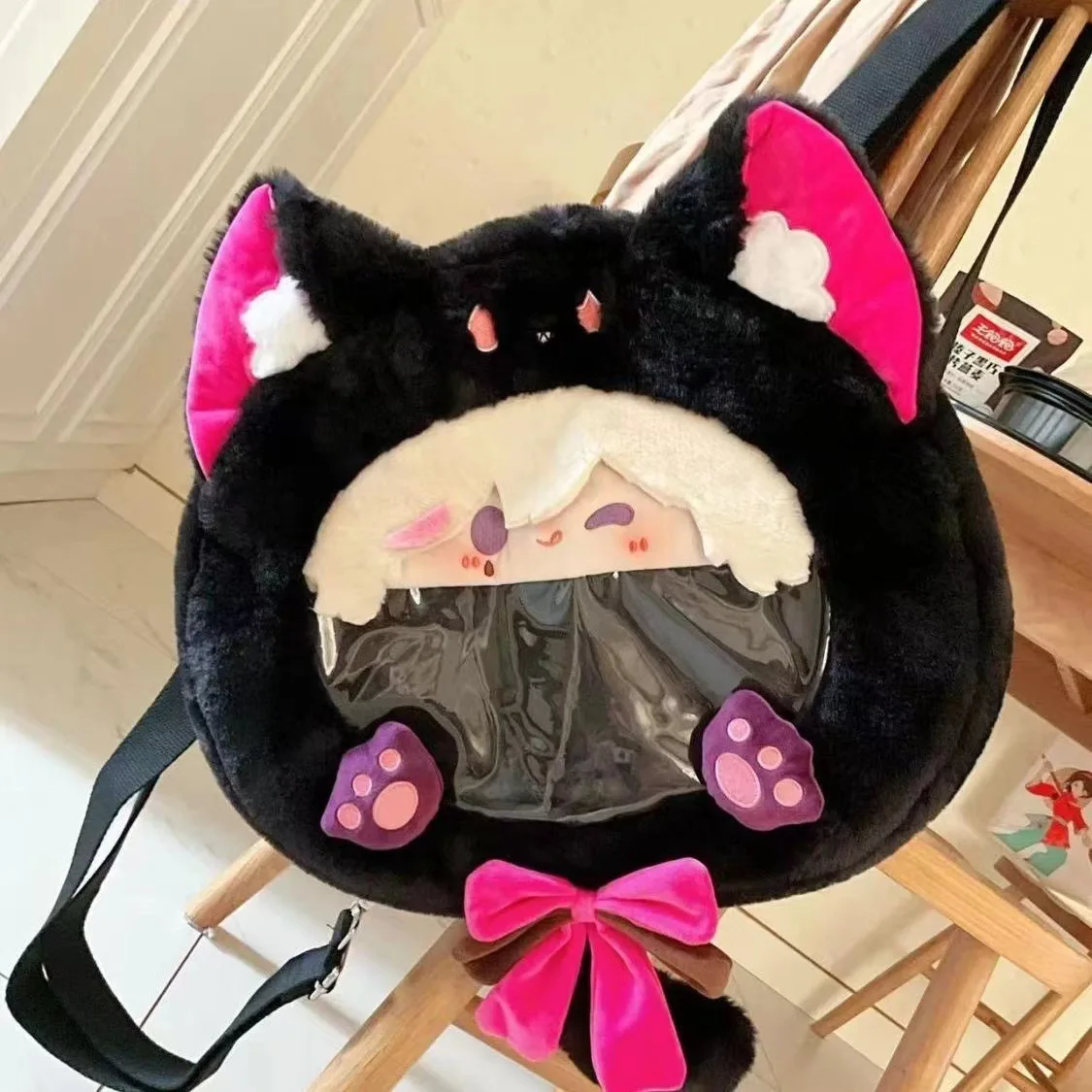 Genshin Impact Peripheral Doll Lyney Plush Backpack Cat Ears One Shoulder Bags Student Oblique Straddle Bags Cosplay Dropship