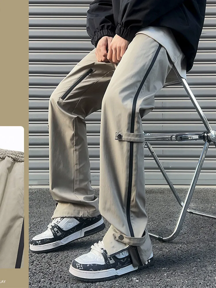 

Американские винтажные ретро-брюки для мужчин на весну-осень, повседневные, с молнией, для активного отдыха и горного туризма, свободного кроя, прямые.