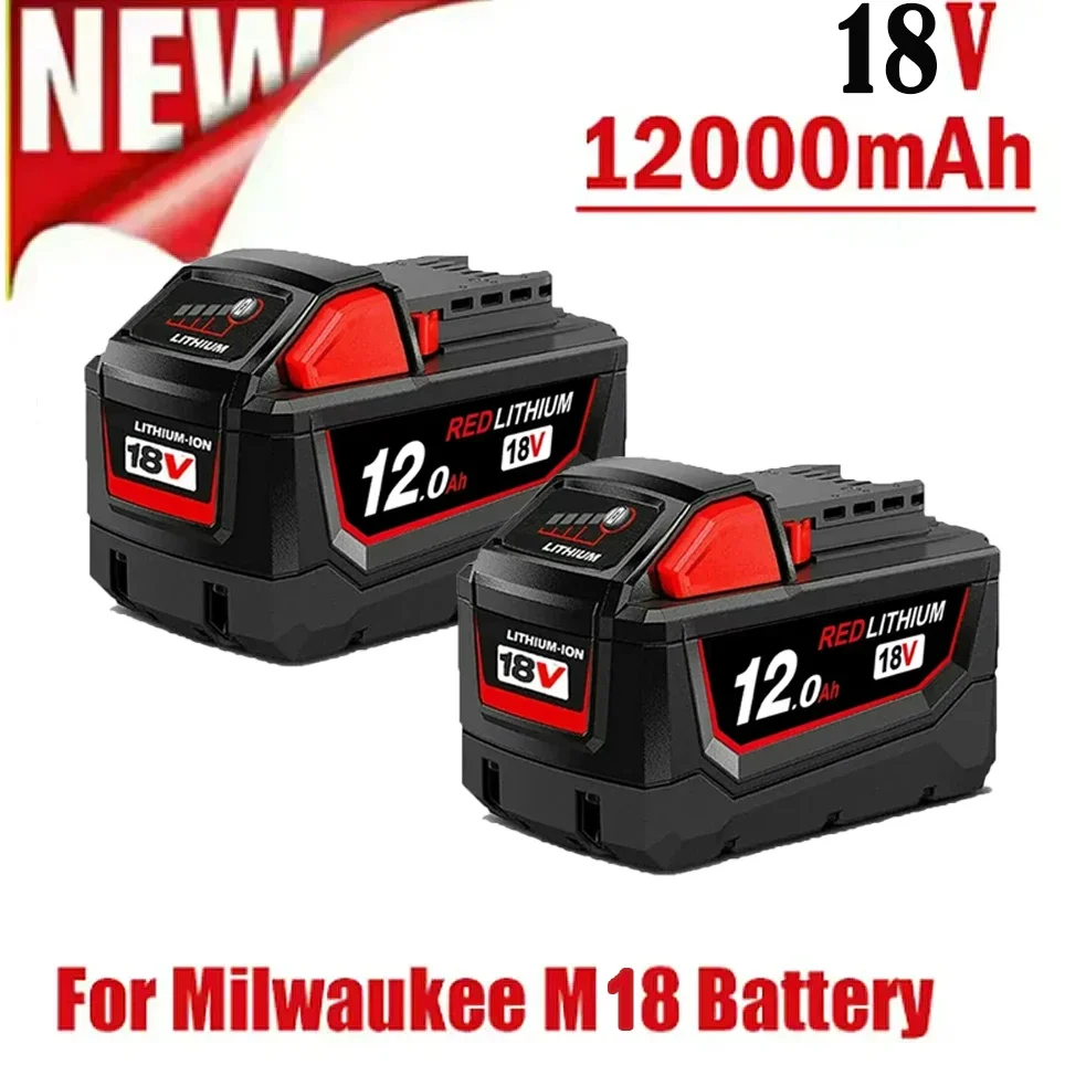 18V 12,0Ah Ersatzakku für Milwaukee M18, Li-Ion-Akku für Milwaukee 18V M18 48-11-2830 0730-20 Werkzeugakku