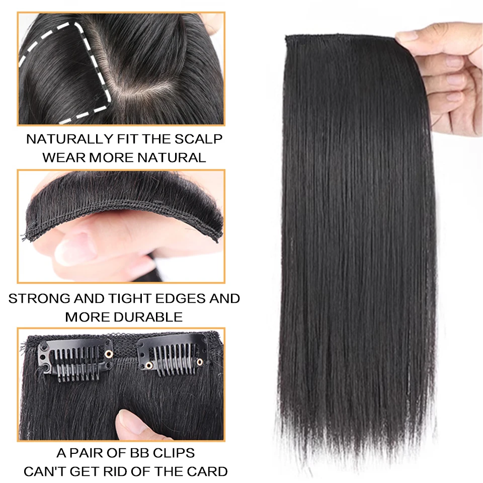 XINFEI Synthetische korte rechte pad Onzichtbare haarverlenging Voering van haar Top Side Cover Haarstukje voor dames