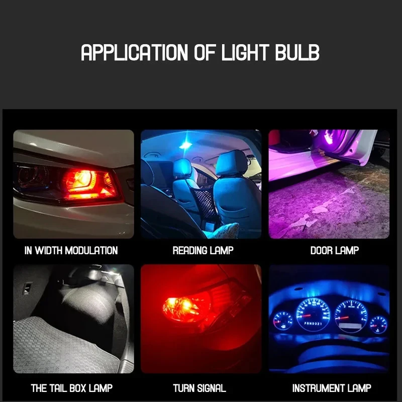 5-50Pcs W5W 194 T10 LED Glass Housing Cob Car Bulb White Green Blue Red Dome Lamp Clearance Wedge License Plate Lamp Dome Light