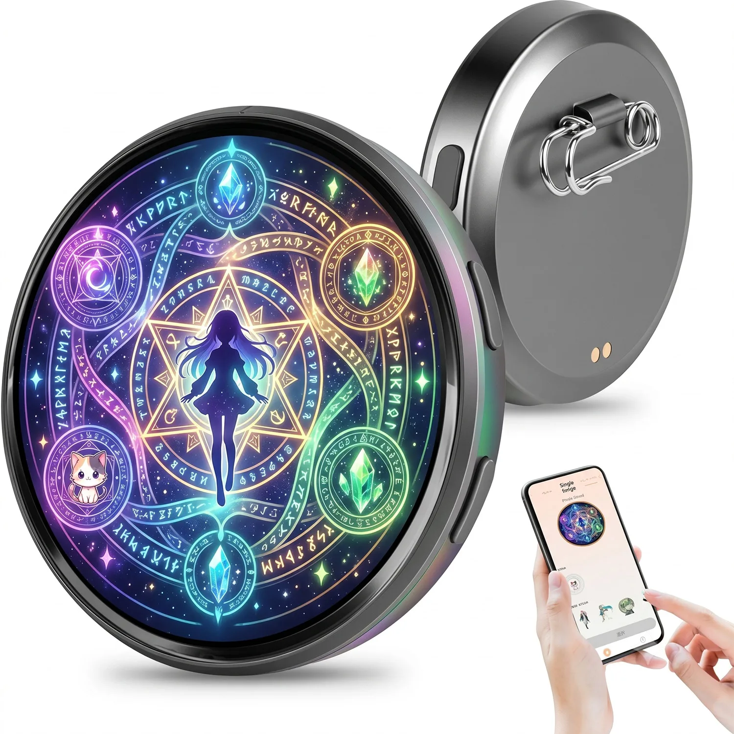 Electronic Display Badge Bar Bluetooth Smart Cyber Badge 1.5 Inch Hd Touch Screen Images, Gifs Text Short Videos Display