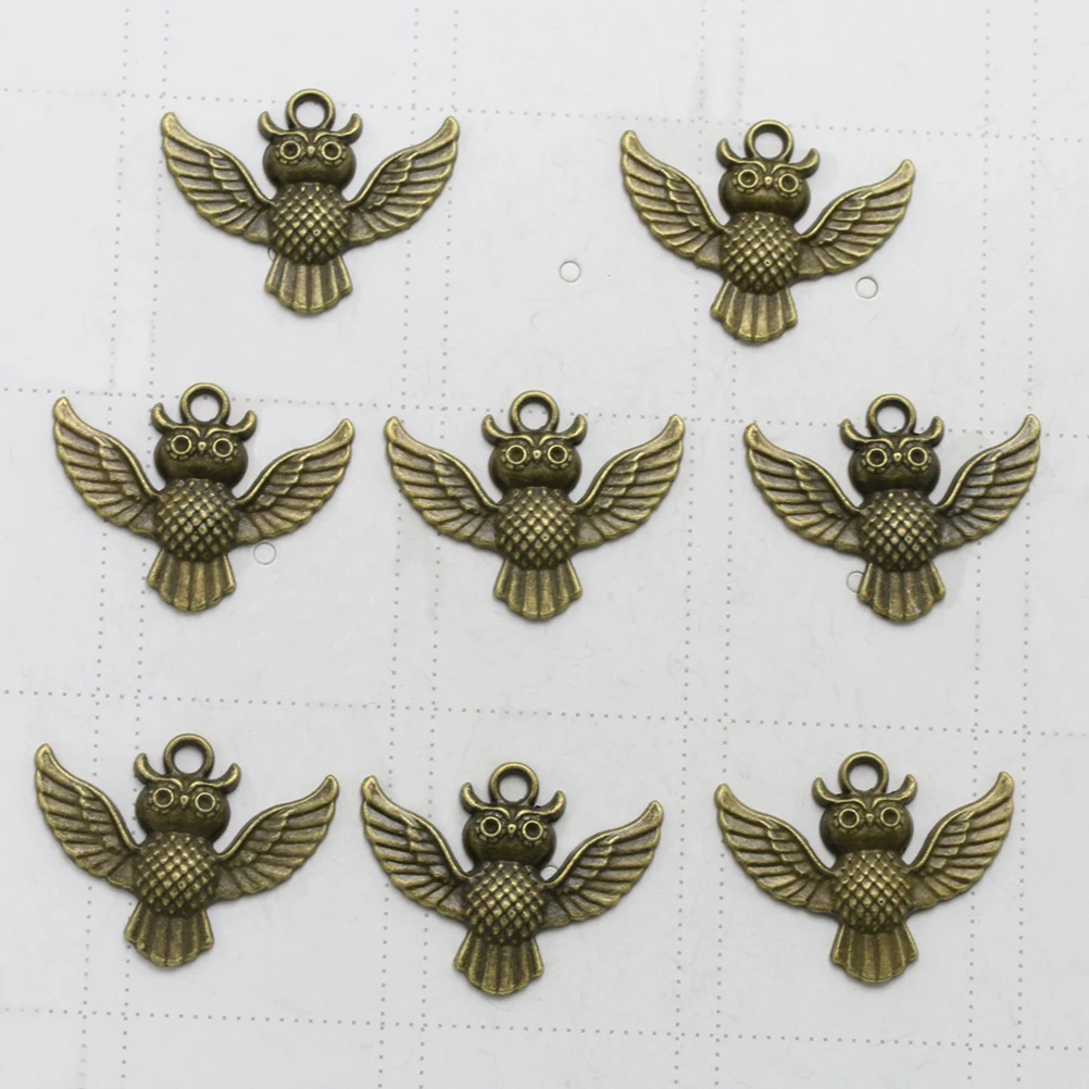 

20 Pcs Necklaces Owl Pendant Alloy Charm DIY Charms Vintage Jewelry Making Pendants