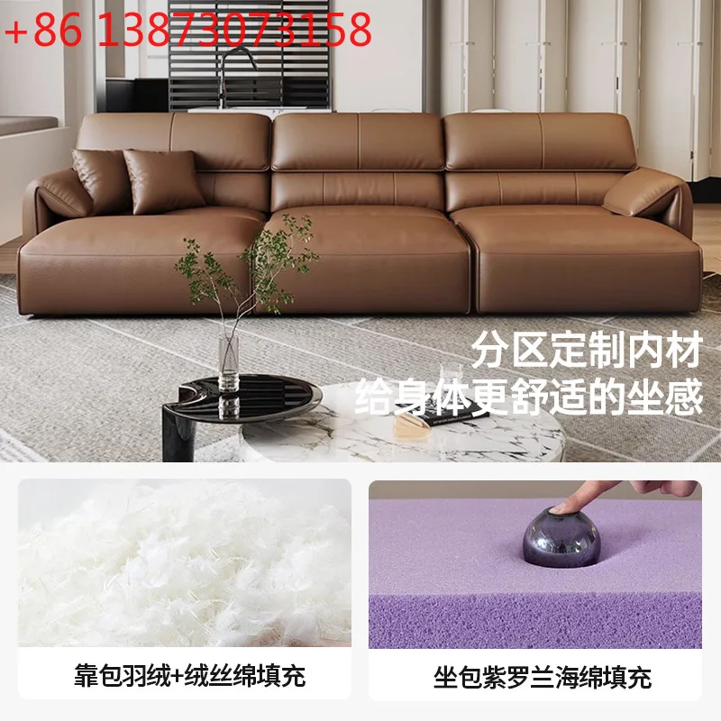 Remote control electric function leather sofa living room Italian minimalist elephant ears retractable leather sofa bed