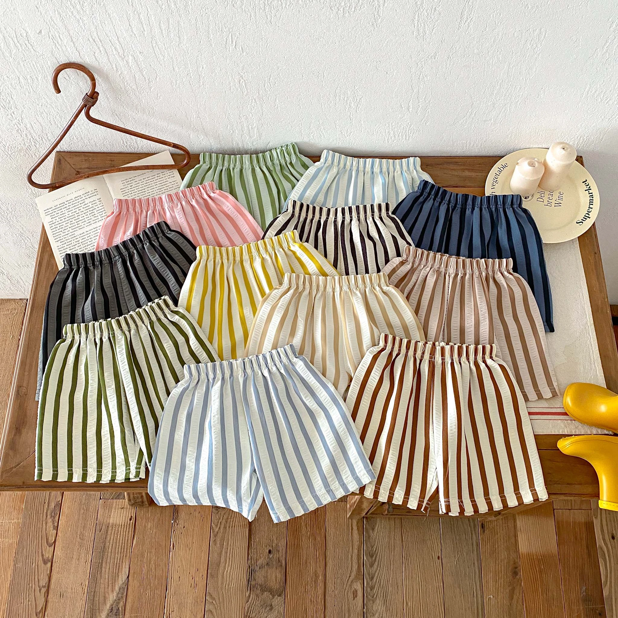 Sommer-Kinderkleidung Neuer Stil Gestreifte Shorts Einfache Mode Lockere Kinder-Freizeithose Baby Mädchen Jungen Hauskleidung Shorts