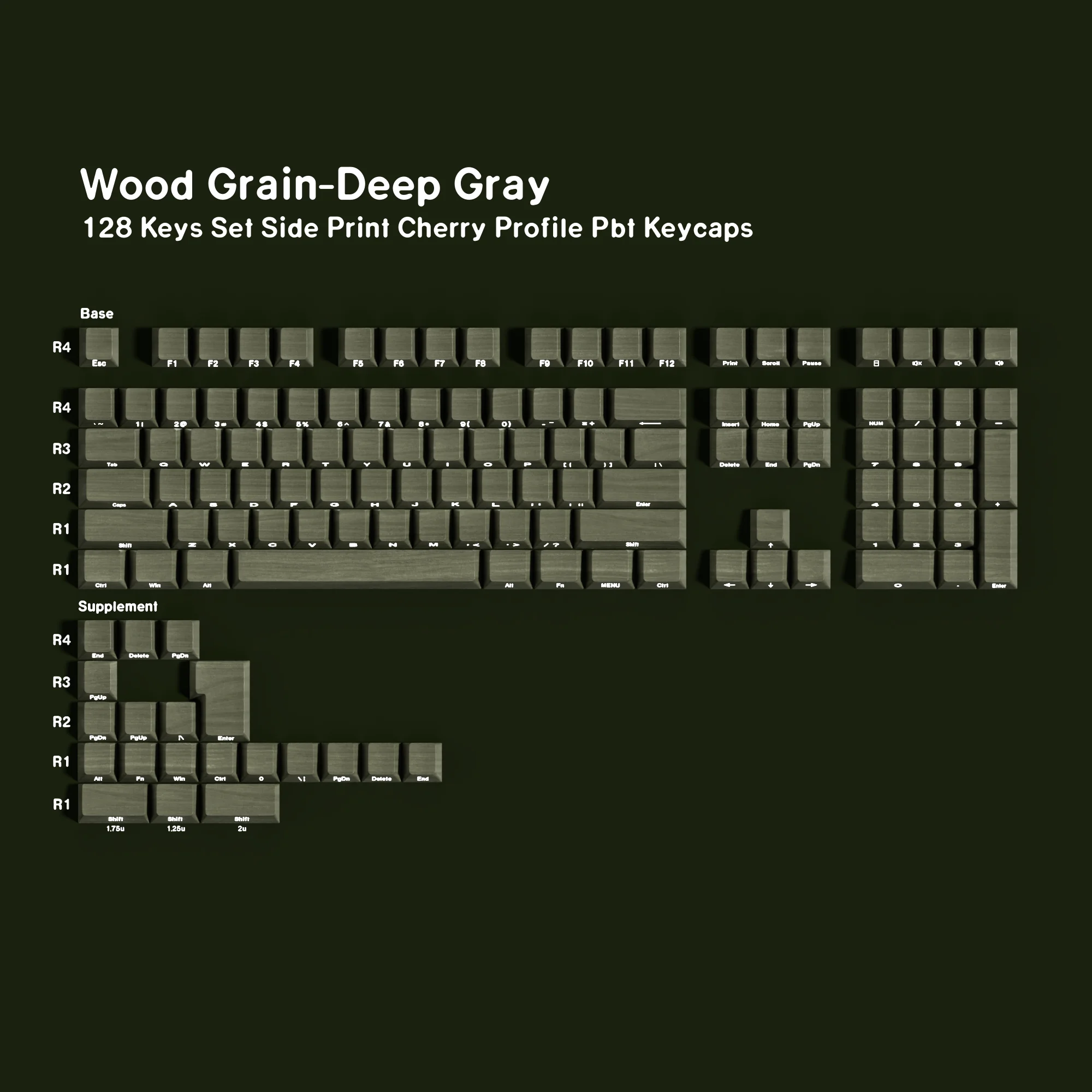 Zijletter Cherry Keycaps PBT Materiaal Houtnerf Grote Set Key Caps Voor Mechanisch Toetsenbord ISO ANSI Layout Wooting W1M V5