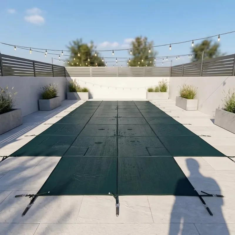 

Custom Pool Safety Cover Ultimate Protection for Your Pool Secure Durable Weatherproof Keep Kids Pets Away From Swimming Pool.
