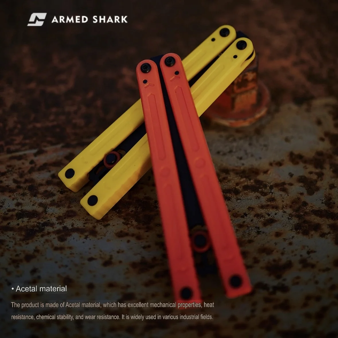 Armed Shark Squiddy WH Balisong Trainer, Cuchillo de Entrenamiento Tipo Mariposa con Mango de Acetal y Pernos Zen