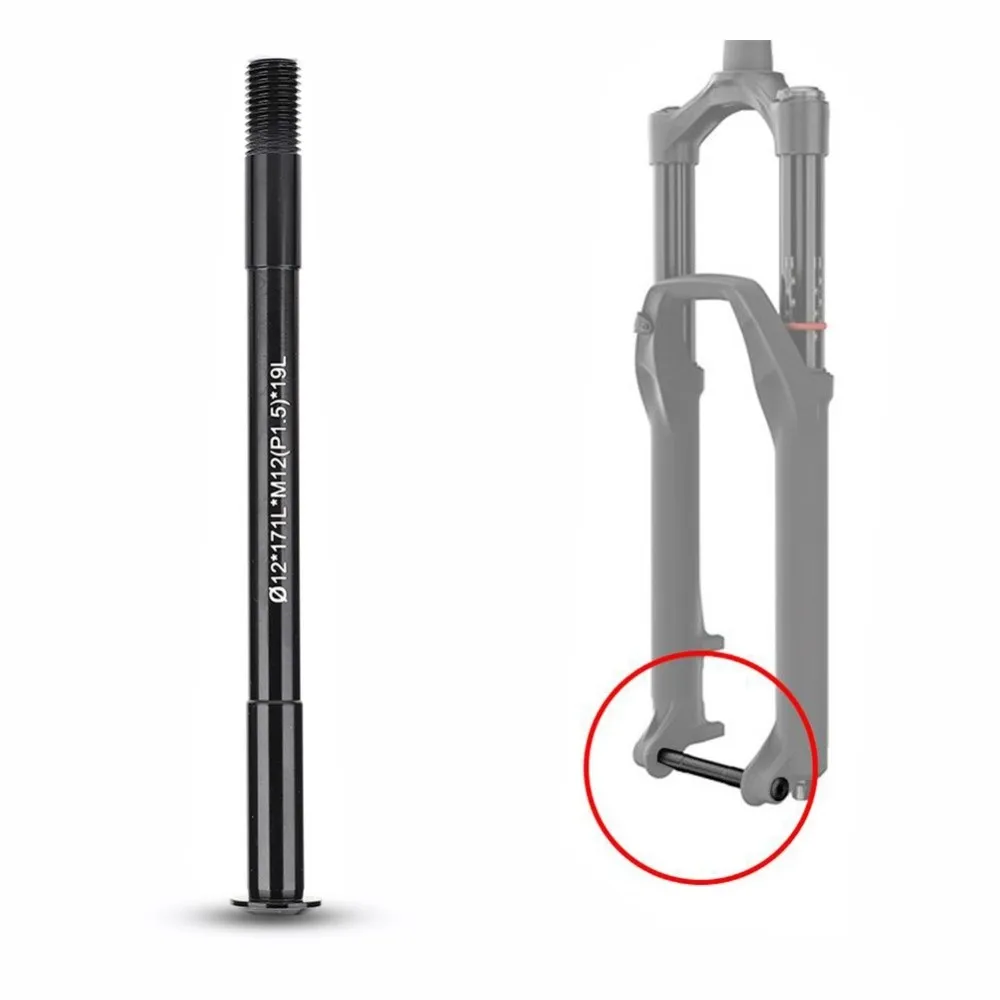 Durable M12 X 1.5 Thread Bike Thru Axle Aluminium Alloy Black Front Hubs Lightweight Fork Thru Axle Bike Replacement view 5