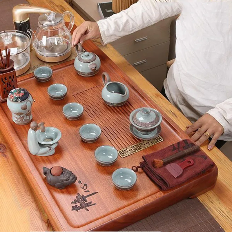 Wood Plates For Food Luxury Tea Tray Office Valet Ceramic Accessories Tea Tray Tableware Hospitality Bandeja Madera Teaware 6