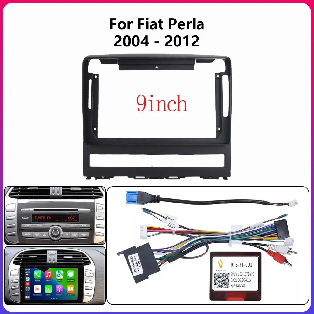 Quadro de painel de fáscia de plástico 2 din, 9 polegadas, rádio de carro, dvd, mp3, gps, mp5, para fiat perla 2009 albea siena palio 2004-2012, kit de montagem em painel