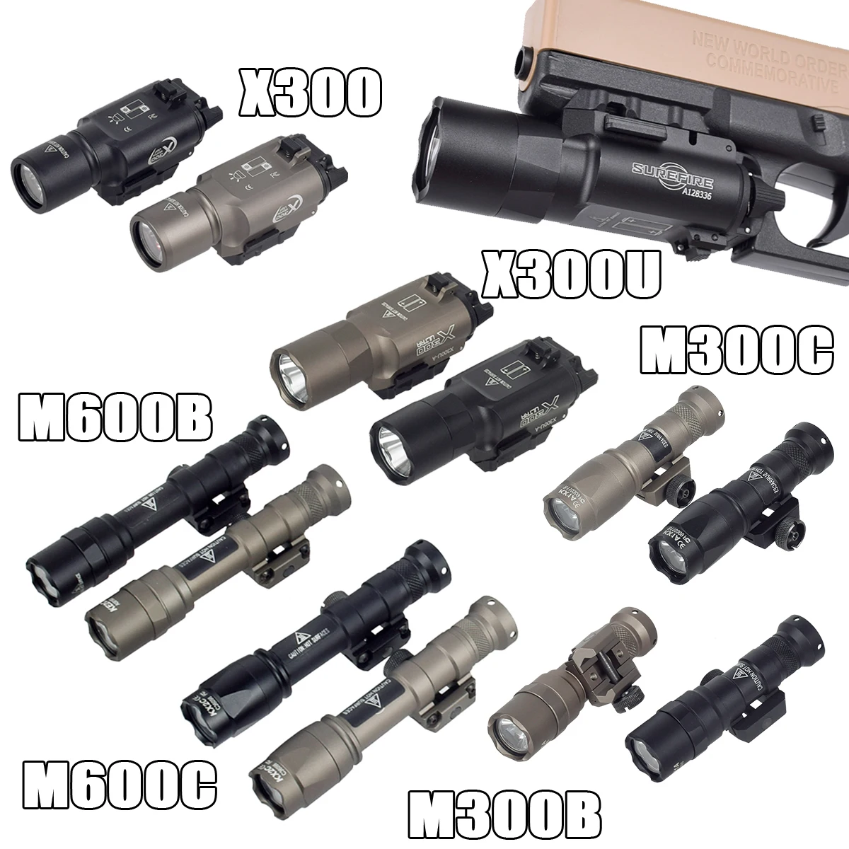 Fast Delivery Tactical Surefire X300 X300U Flashlight M600C M600B Airsoft M300B M300C Perst-4 Scout Light Hunting Accessories