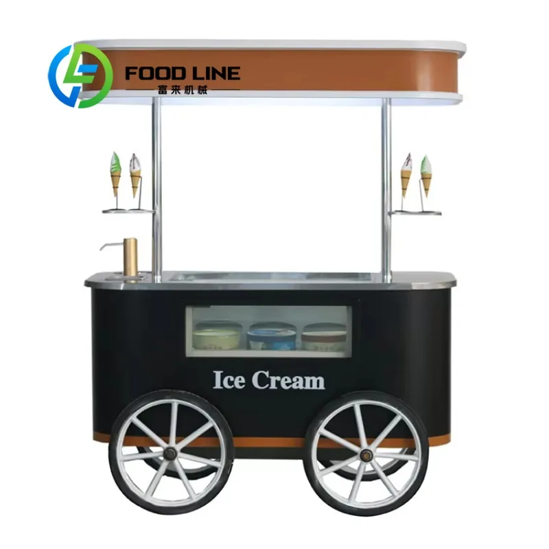 

Customized New Design Factory Price High Quality Hot Sale Ice Cream Vending Cart