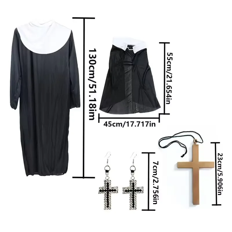 زي راهبة الهالوين من PESENAR للنساء، زي راهبة للنساء، زي الهالوين للبالغين لفستان الحفلات التنكرية