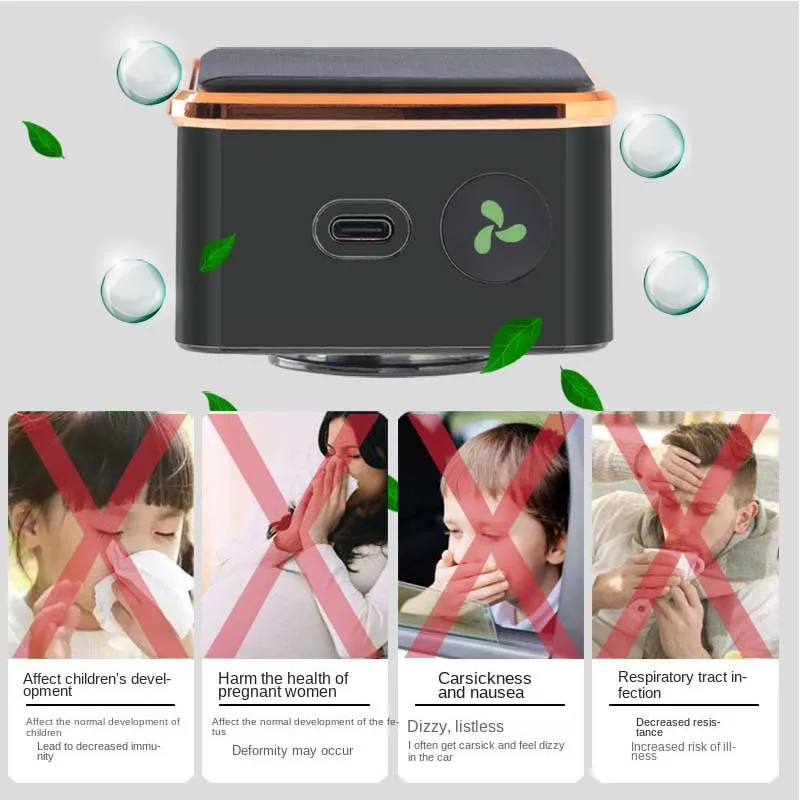 Portable Solar Ozone Car Air Purifier - Efficient Smoke, Formaldehyde & Odor Eliminator