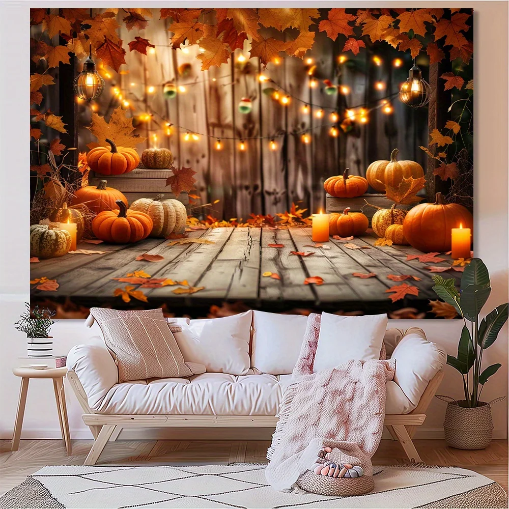 Autumn pumpkin photography background, Autumn Thanksgiving harvest wooden background, party decoration