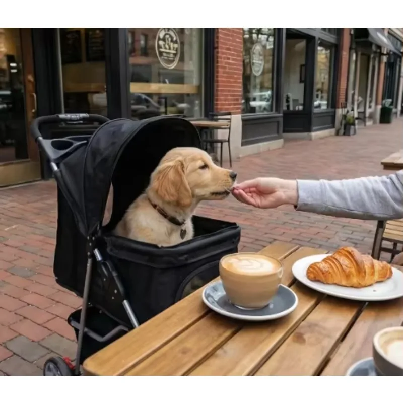 New Waterproof, Portable, Foldable, Multifunctional Four-wheel Pet Stroller