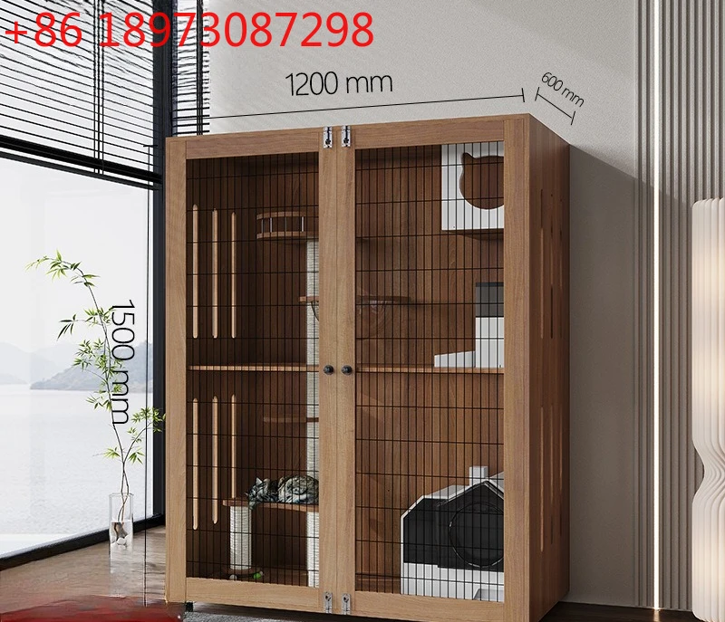 

Кошачья вилла из цельного дерева, клетка, домашнее пространство, кошачий домик, роскошная крытая комната для кошек