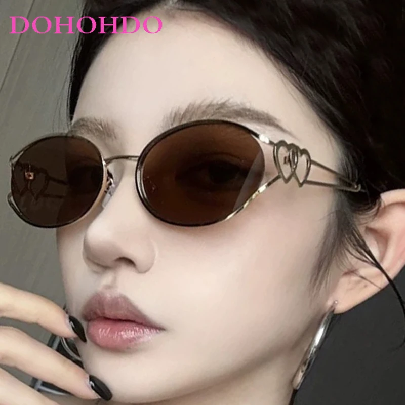 

Trendy Y2K Metal Oval Women Sunglasses New Fashion Technology Future Design Glasses Men Street Photography Driving Shades UV400