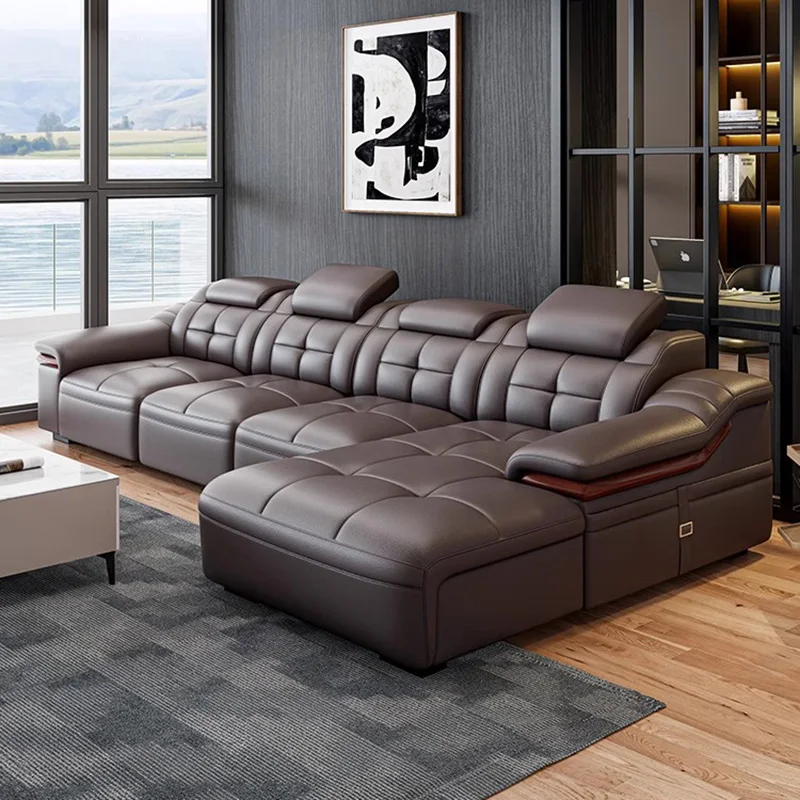 

Genuine Leather Sofa Sectional Minimalist Living Room Corner Sofas Luxury Modern Sofa Sala De Estar De Luxo Nordic Furniture