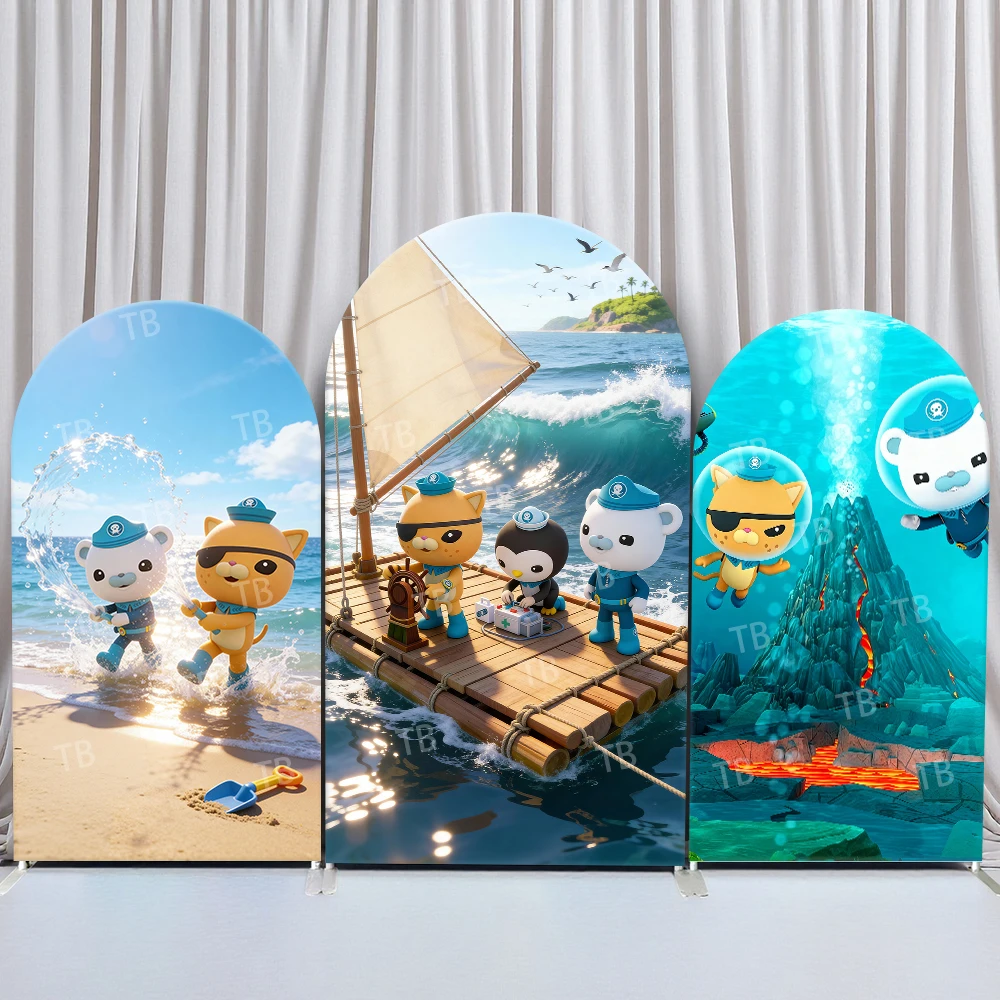 

Octonauts Multi-Scene Adventure Arch Backdrop Cover Beach Sailboat Underwater Scene For Kids Birthday Baby Shower Photo Booth