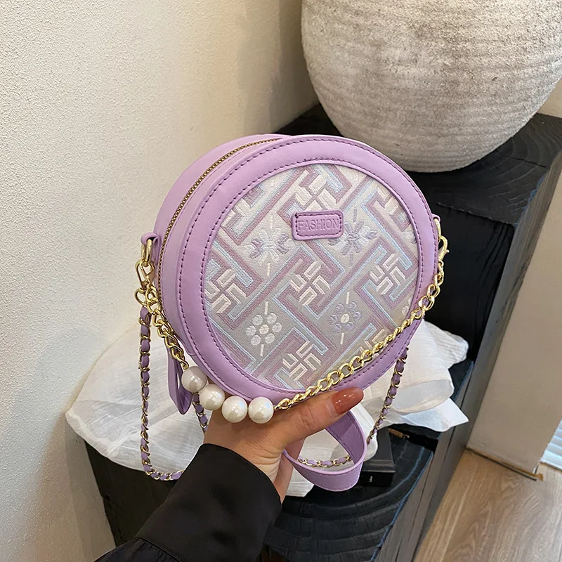 

Summer's new stylish, high-quality, simple and unique design small round bag 2025 casual women's single-shoulder crossbody bag