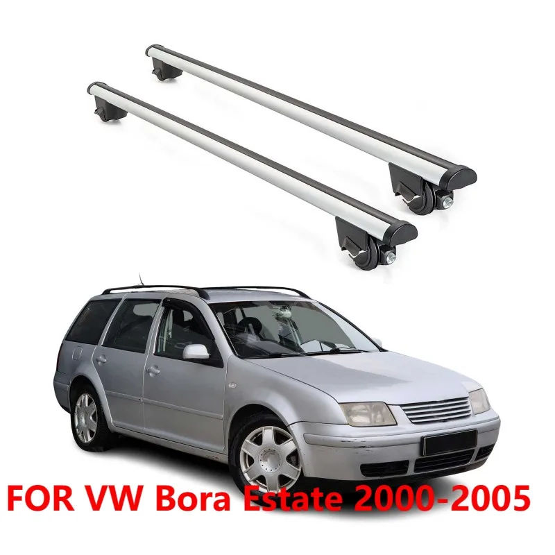 For VW Bora Estate 2000-2005 Roof Rack Cross Bars Lockable Gray 2Pcs