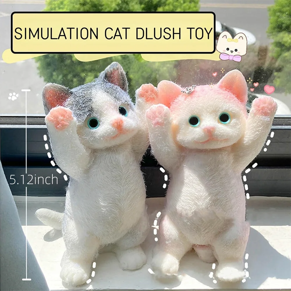 Cute Taba Squishy Cat Fluffy Sticky Soft Realistic Cat Stress Relieving Toy Simulation Cats Doll Squeeze Gift for Kids Adults