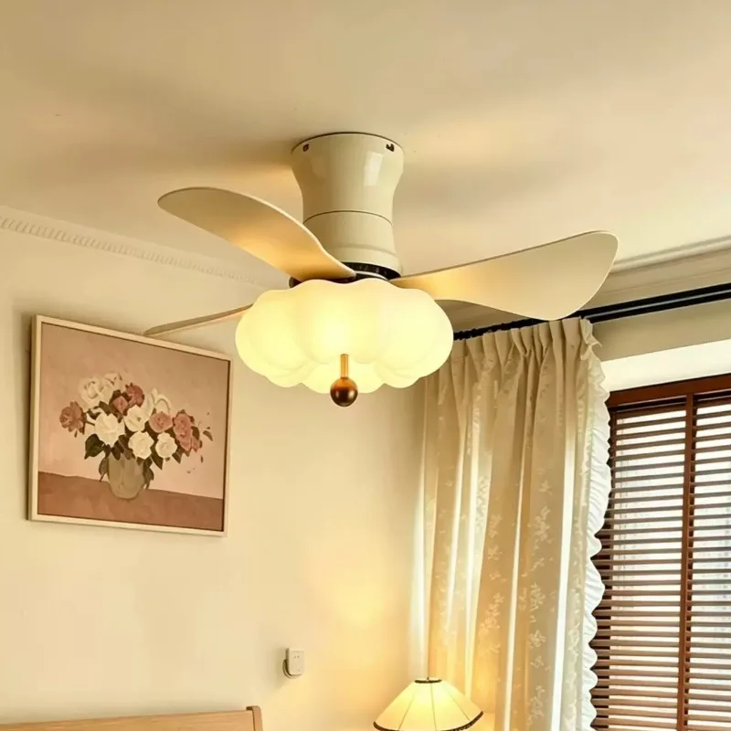 Everbright Store French Cream Bedroom Suction Light Fan Light Cloud Silent Children's Room Light Restaurant Fan