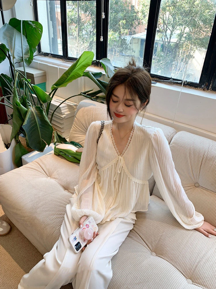 

2025 Autumn Blouses Women Loose Lace-up Basic Korean Style Fashion Office Ladies Elegant Female Spring Blusas Tops Zy7896