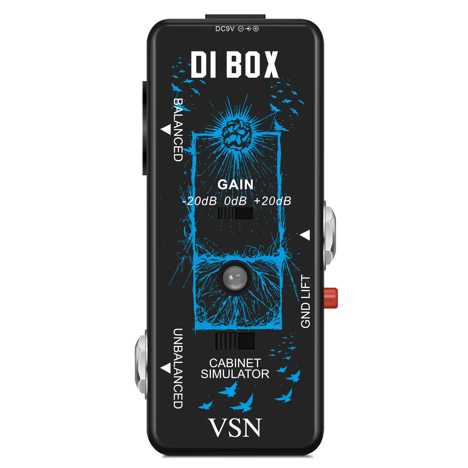 VSN Mini Guitar Pedal Direct Box DI Input Box With Gain Control Cabinet Simulator Switch Multi Functional Musical Device