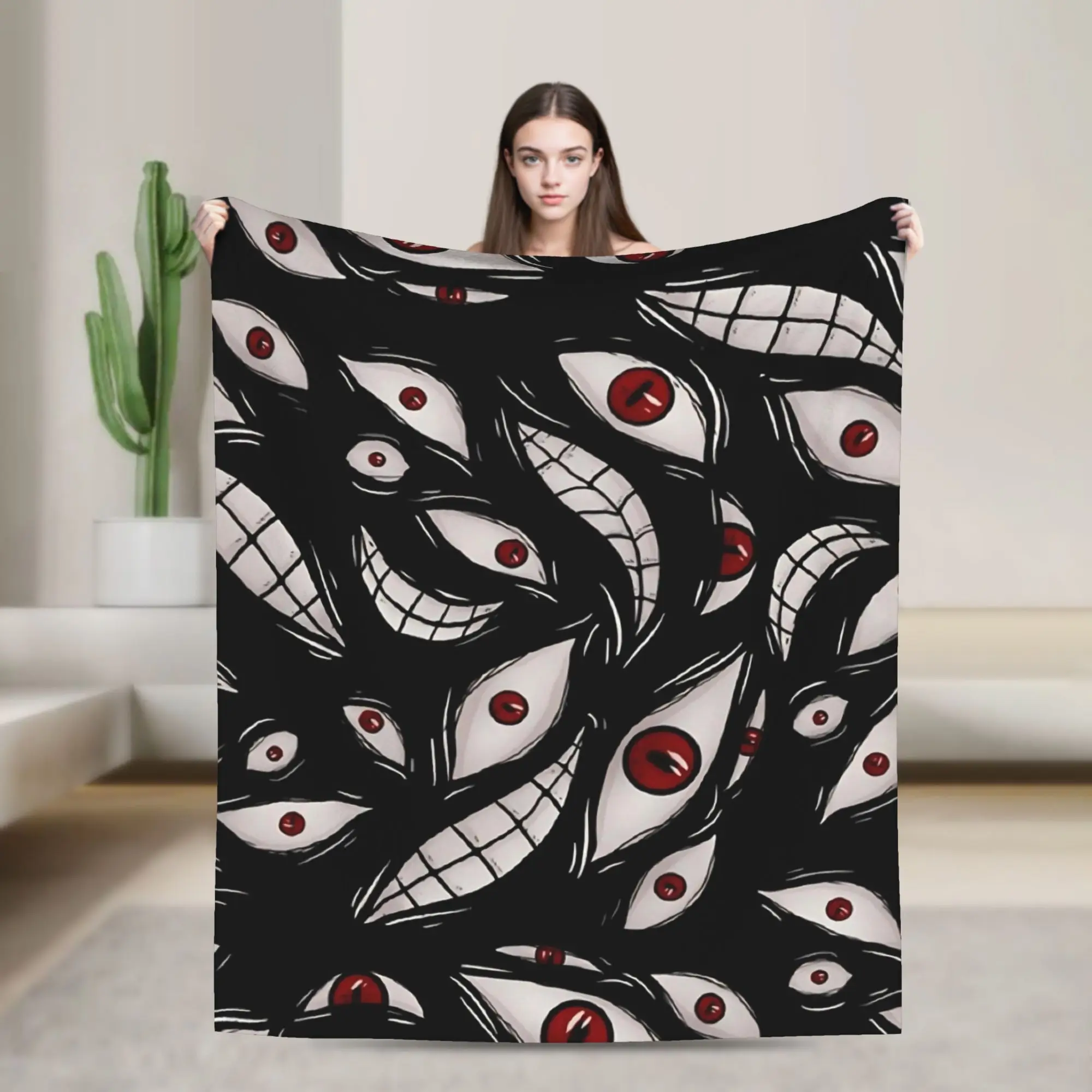Bloody Eyeball Printed Blanket For Men Women Warm Cozy Fluffy  Throw Blankets for Bed 50x60 Inches Multiple Sizes