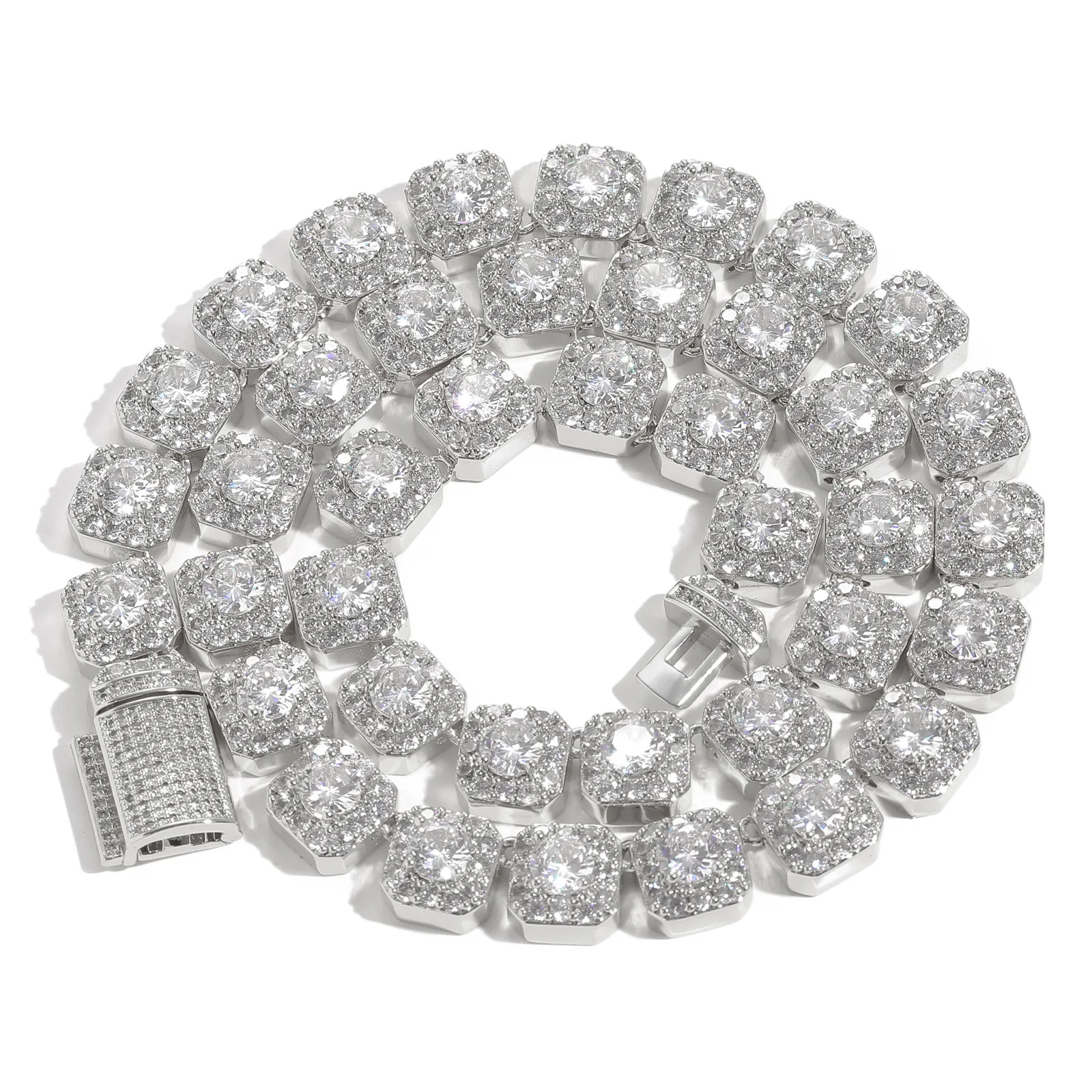 PT950 Platinum avoids stone loosening risk, this unisex 10mm Icy Necklace holds shiny artificial diamonds for daily commuting