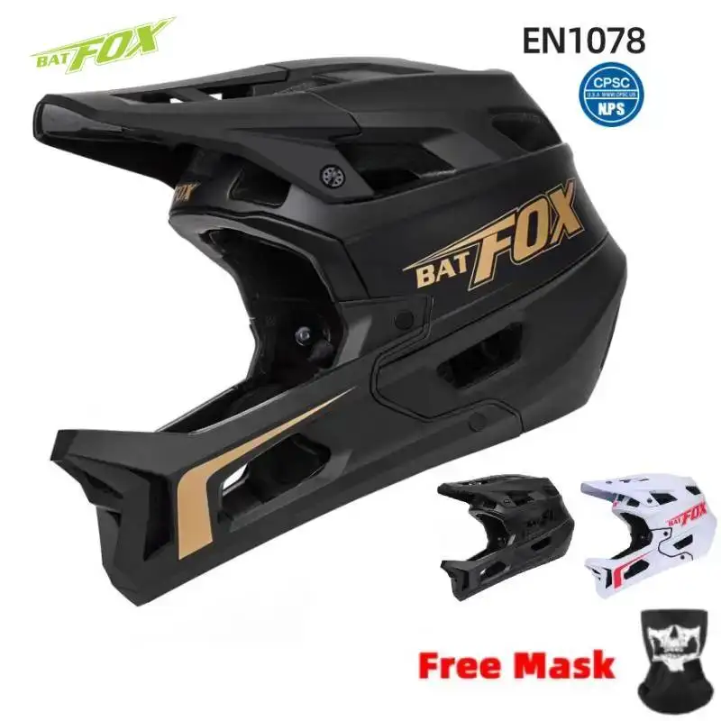 

BATFOX MTB Full Face Helmet Adult DH Downhill Bike Motocross Off-Road Safety Helmet Mountain BMX Unisex Full Cover Helmet