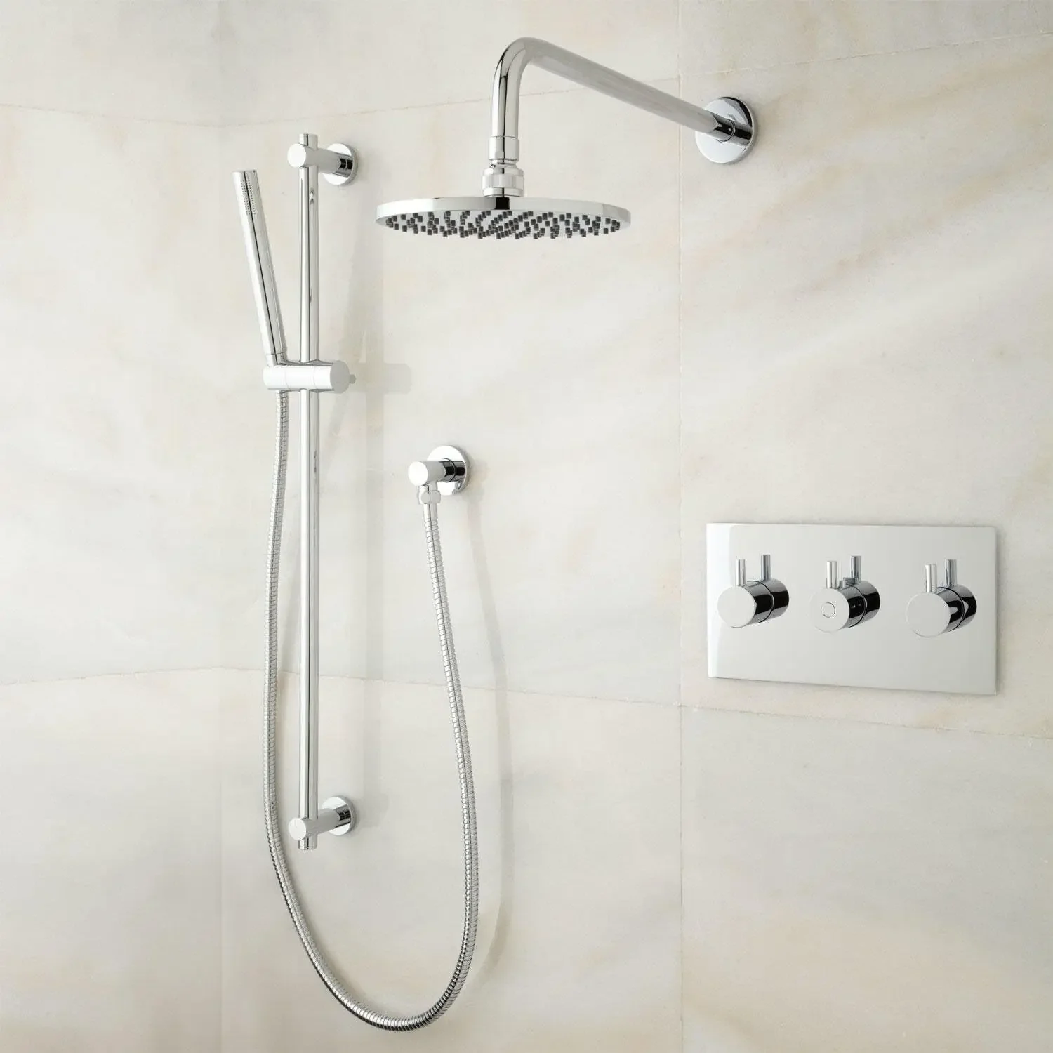 380000 Tosca Thermostatic Shower System with Rainfall Shower Head and Hand Shower - Rough In Included