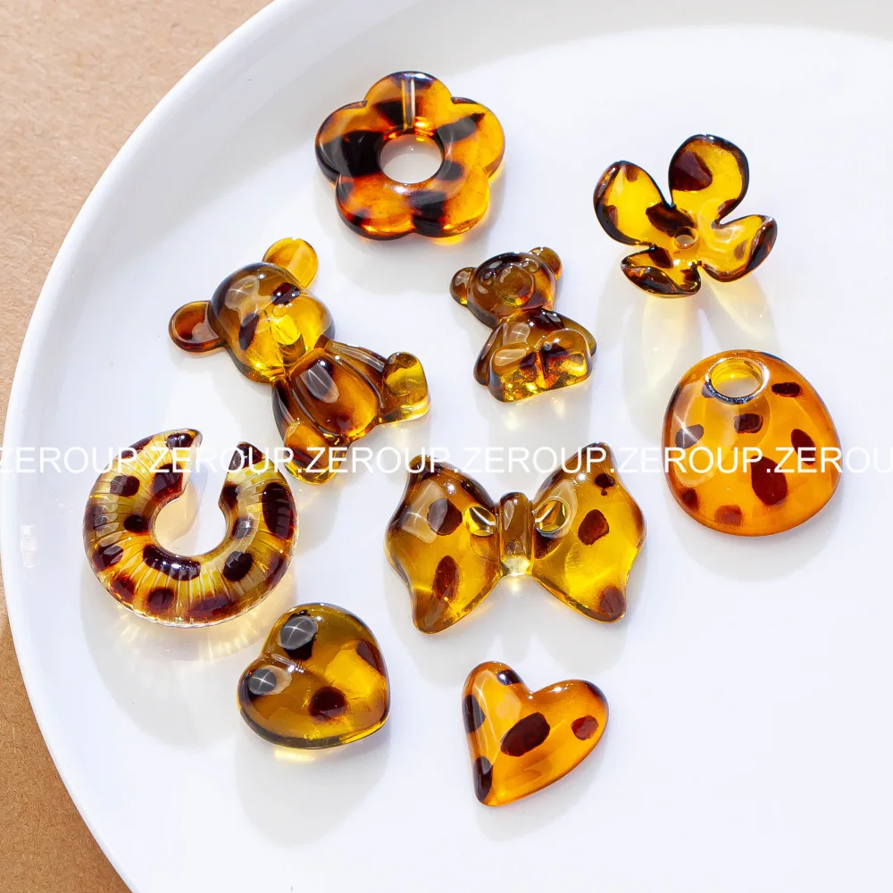6PCSHong Kong Style Leopard Polka Dot C-Shape Resin Clip-On Earrings | Delicate Fall Winter Accessories