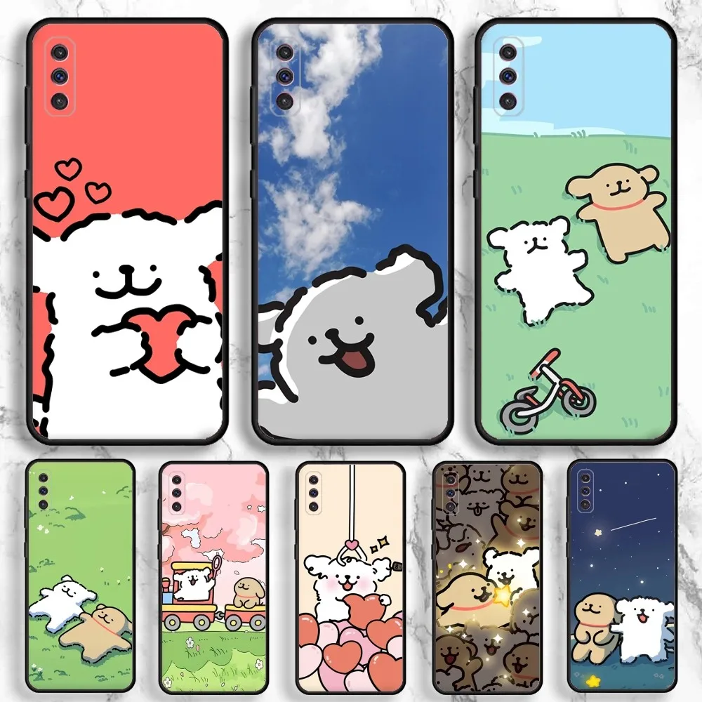 

Line Puppy Maltese Phone Case For Samsung Galaxy A13,A21s,A22,A31,A32,A52,A53,A71,A80,A91 Soft Black Phone Cover
