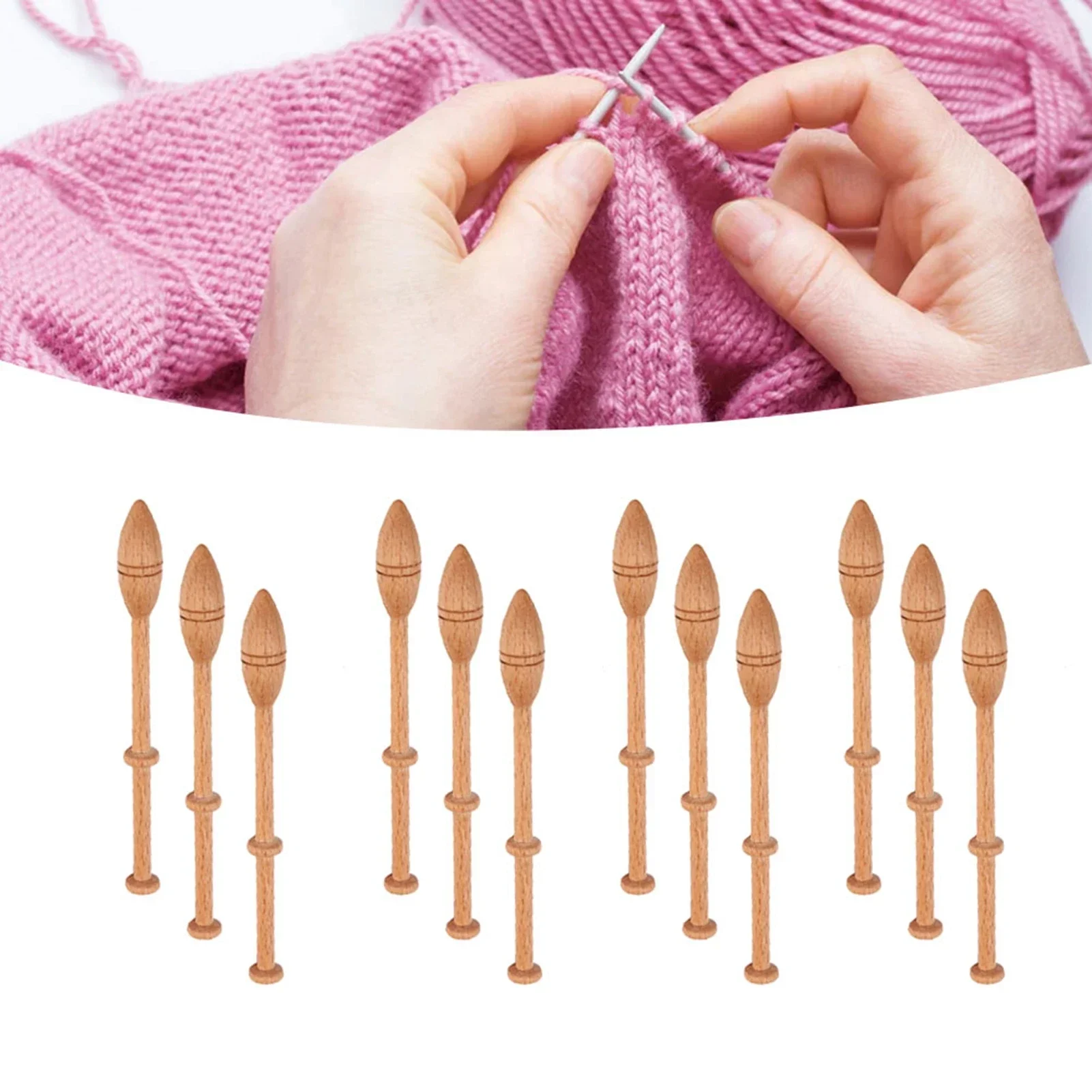 12Pcs Lace Bobbin Wooden Antique Vintage French Artisan Craft Turned Wood Weaving Tools