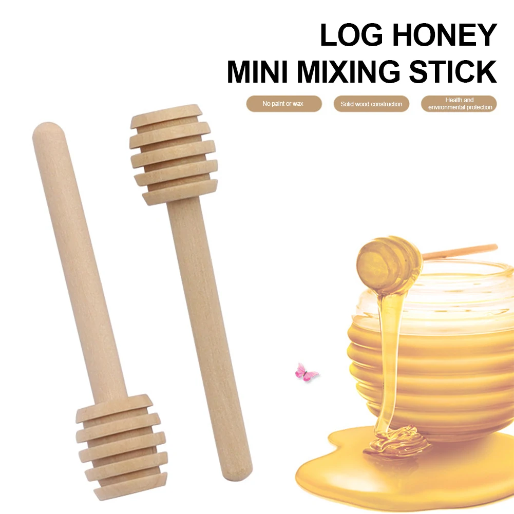 1-50PCS Honey Dipper Stick Long Handle Wood Honey Mixer Stir Practical Bar Spoon 8.4cm Honey Mixing Stick Kitchen Tools