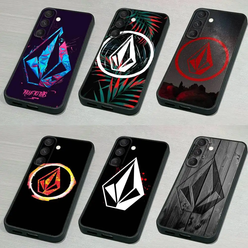 

V-VOLCOM Sport S-Style Phone Case For Samsung S 25,24,23,22,30,21,10,9,Ultra,Plus,Lite,FE,4,5G Black Soft Case
